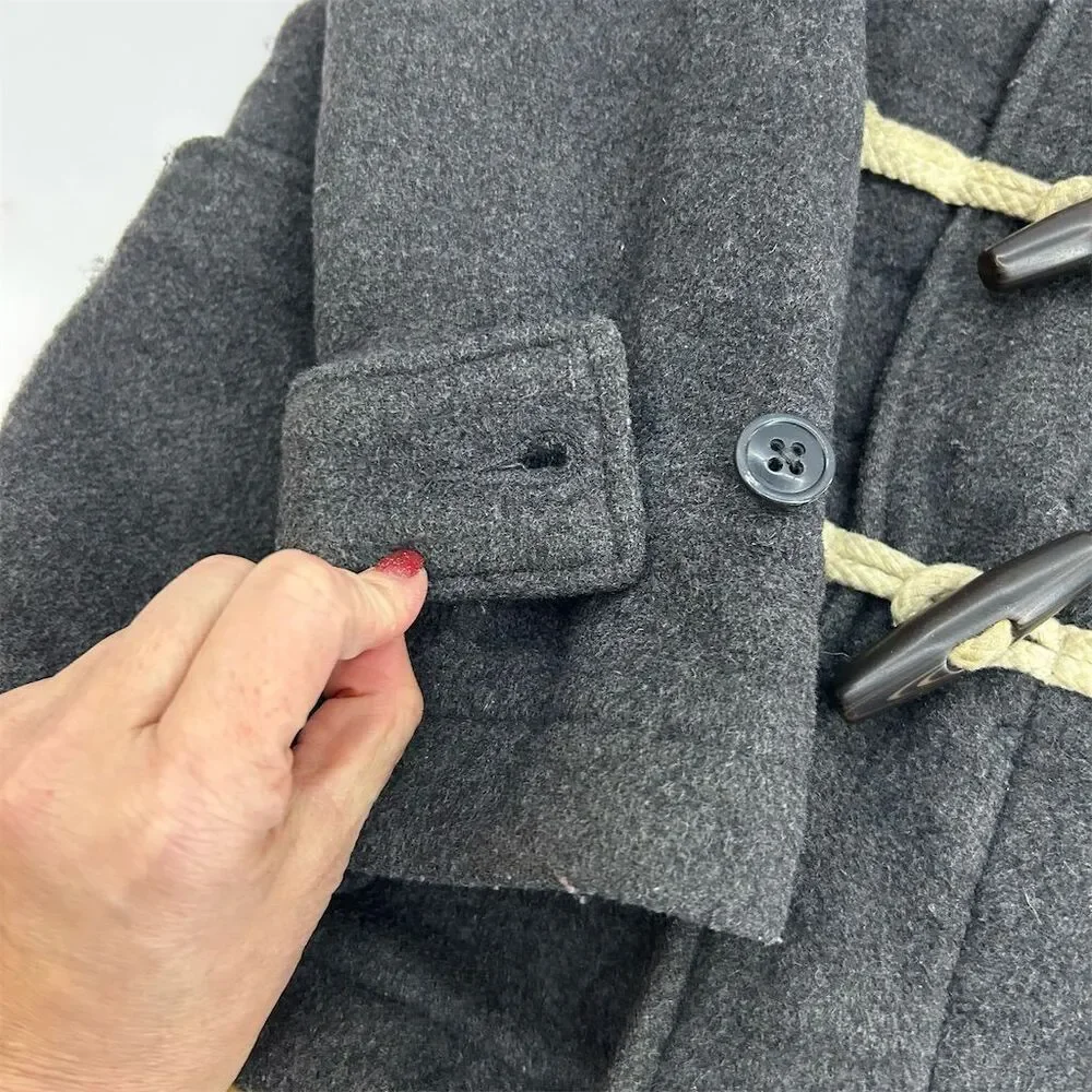 Gap Kids Gray Duffle Coat Size Small 6  Hooded Toggle Casual Mid-Length See Flaw